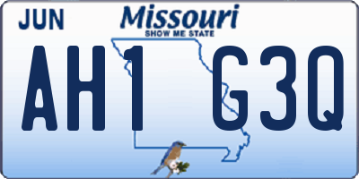 MO license plate AH1G3Q