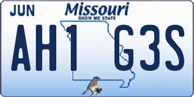 MO license plate AH1G3S