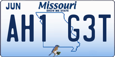 MO license plate AH1G3T