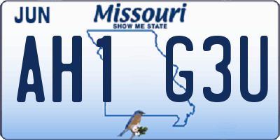 MO license plate AH1G3U