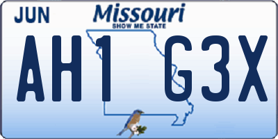 MO license plate AH1G3X