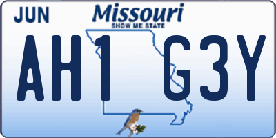 MO license plate AH1G3Y