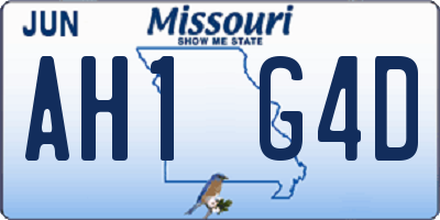 MO license plate AH1G4D