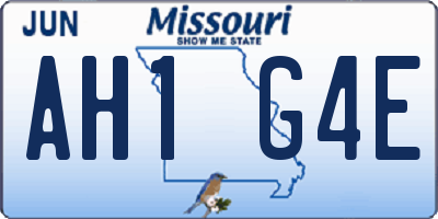 MO license plate AH1G4E