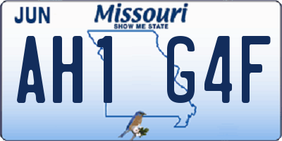 MO license plate AH1G4F