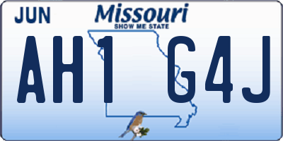 MO license plate AH1G4J