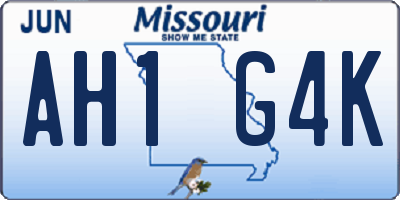 MO license plate AH1G4K