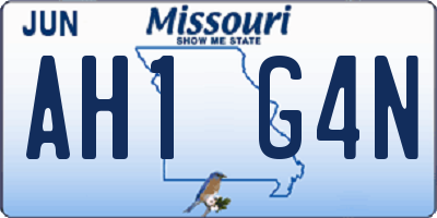 MO license plate AH1G4N