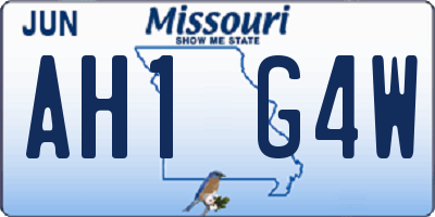 MO license plate AH1G4W