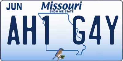 MO license plate AH1G4Y