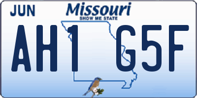 MO license plate AH1G5F