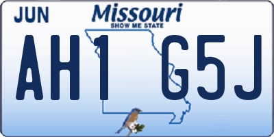 MO license plate AH1G5J