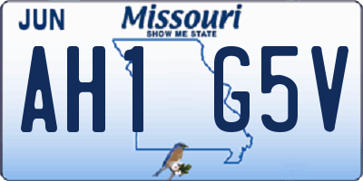 MO license plate AH1G5V