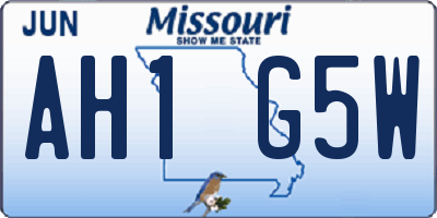 MO license plate AH1G5W