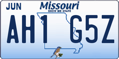 MO license plate AH1G5Z
