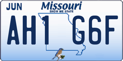 MO license plate AH1G6F