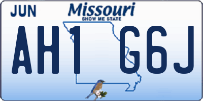 MO license plate AH1G6J