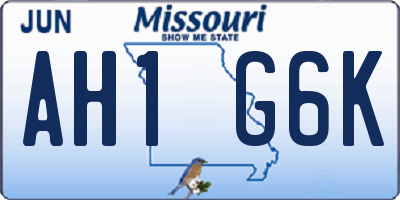 MO license plate AH1G6K