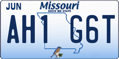 MO license plate AH1G6T