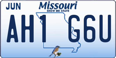 MO license plate AH1G6U