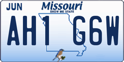 MO license plate AH1G6W