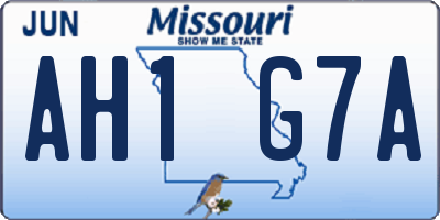 MO license plate AH1G7A