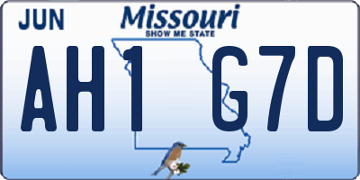 MO license plate AH1G7D