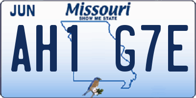 MO license plate AH1G7E