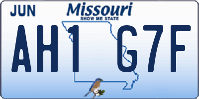 MO license plate AH1G7F