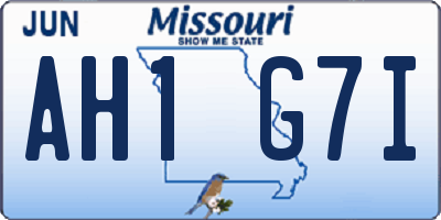 MO license plate AH1G7I