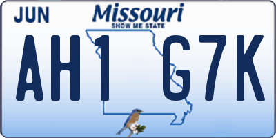 MO license plate AH1G7K