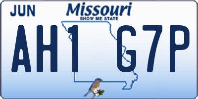 MO license plate AH1G7P