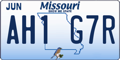 MO license plate AH1G7R