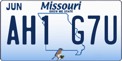 MO license plate AH1G7U