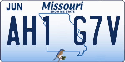 MO license plate AH1G7V