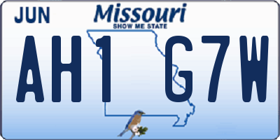 MO license plate AH1G7W