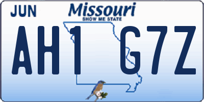 MO license plate AH1G7Z