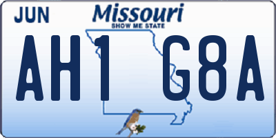 MO license plate AH1G8A