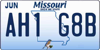 MO license plate AH1G8B