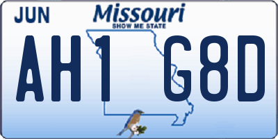 MO license plate AH1G8D