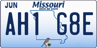 MO license plate AH1G8E