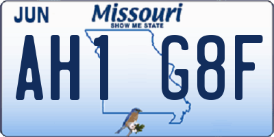 MO license plate AH1G8F