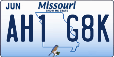 MO license plate AH1G8K