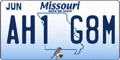 MO license plate AH1G8M