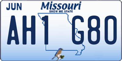 MO license plate AH1G8O
