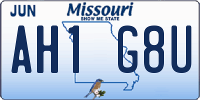 MO license plate AH1G8U