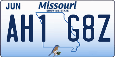 MO license plate AH1G8Z