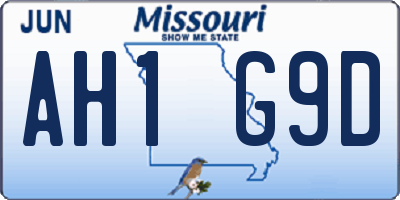 MO license plate AH1G9D