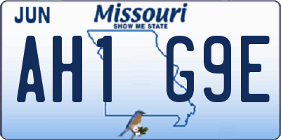 MO license plate AH1G9E