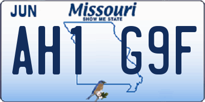 MO license plate AH1G9F